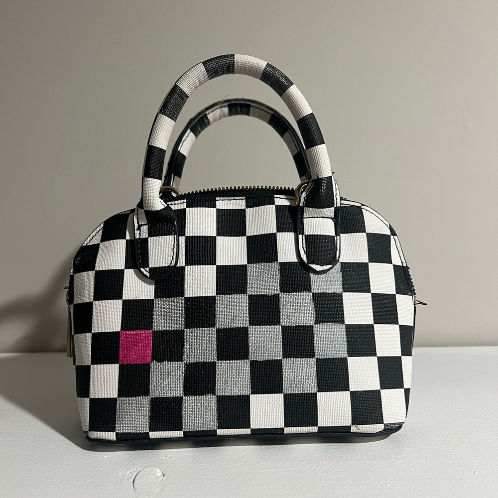 Checkered Black and White Handbag
